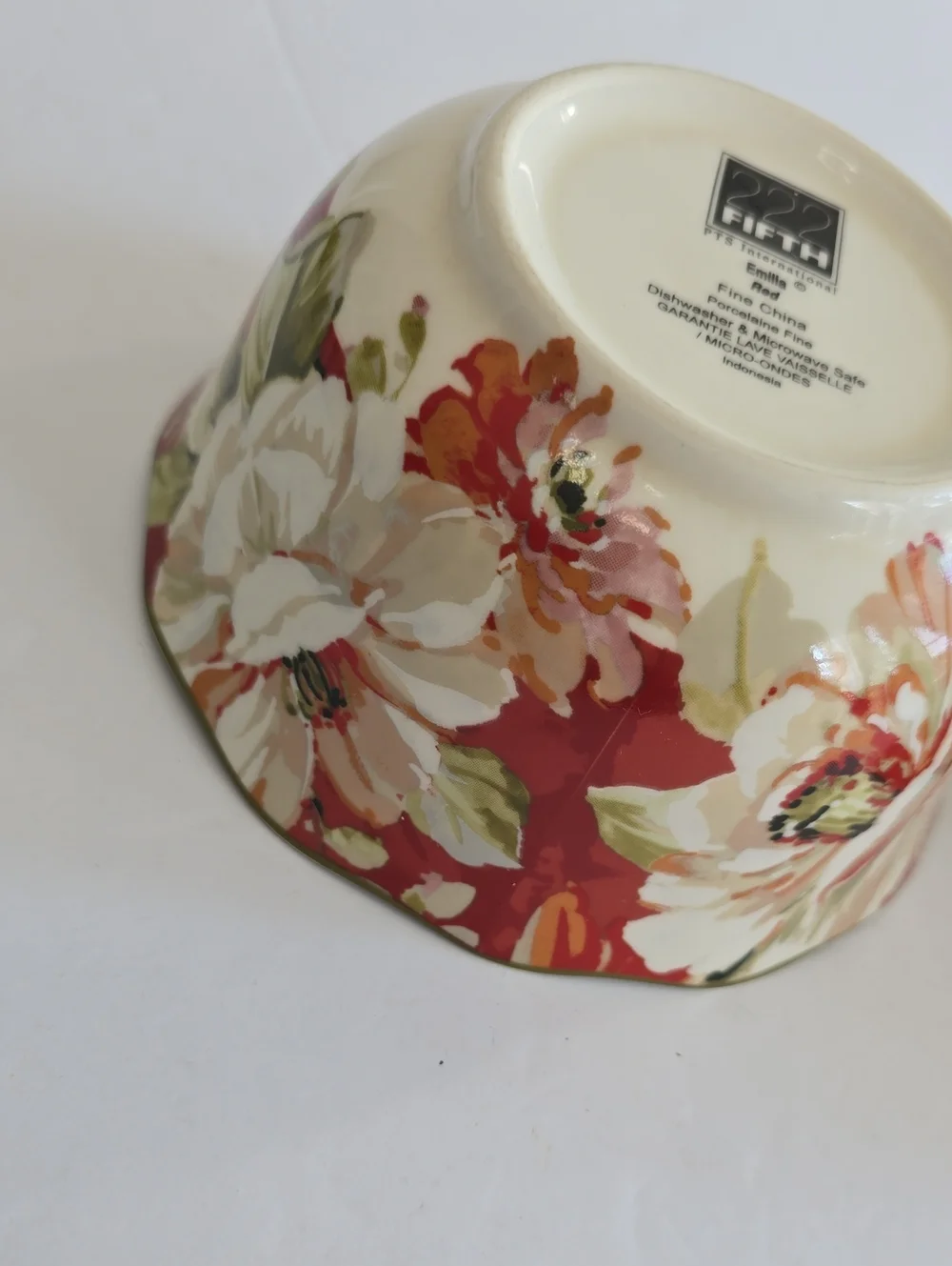 222 Fifth PTS International Set Of 2 Emilia Red Fine China Porcelain Cereal Bowl
